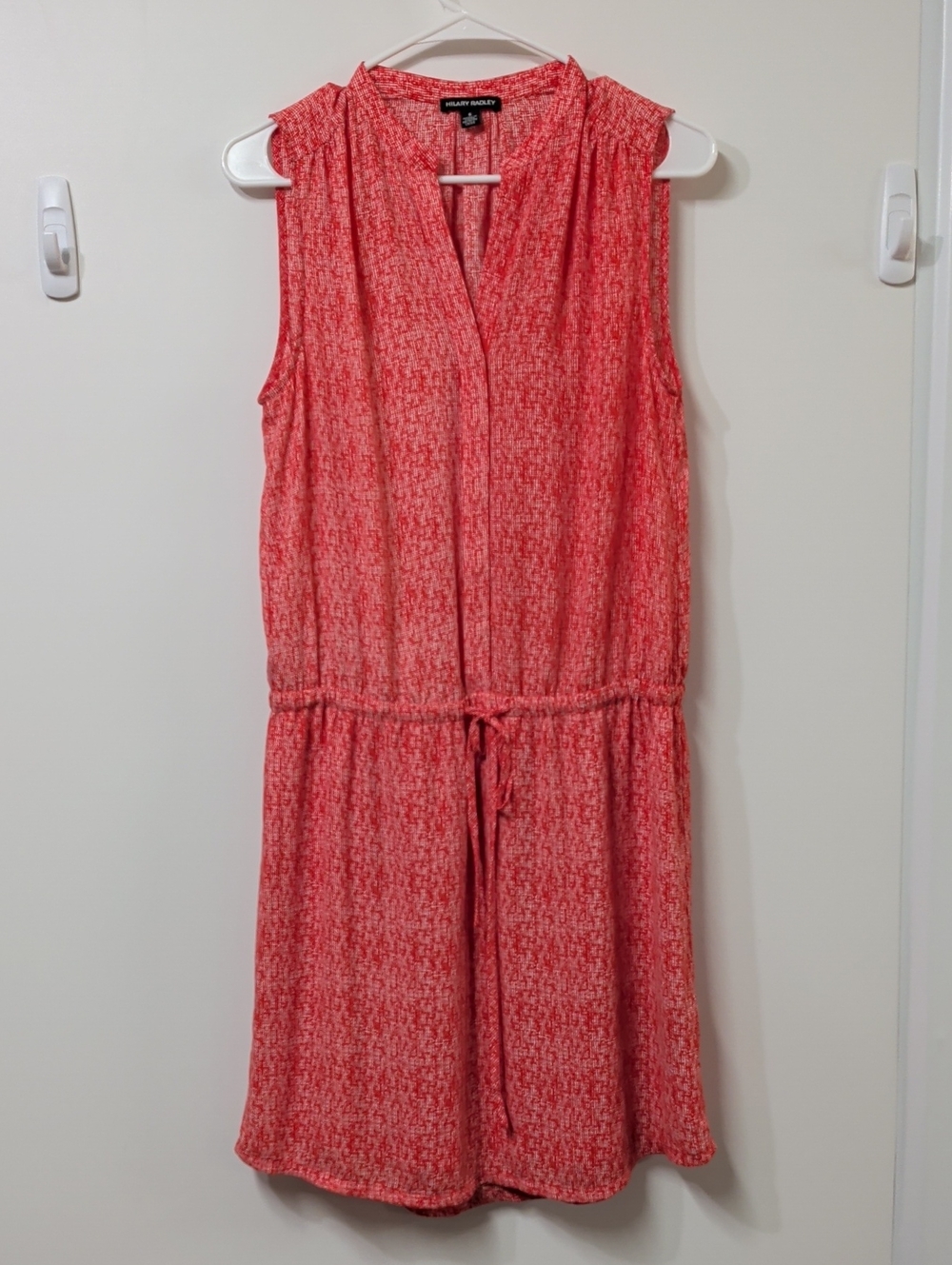 Hilary Radley Orange & White Sleeveless Drawstring Tunic Dress Size 6